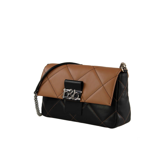 Harmont & Blaine Quilted Eleganza Crossbody – Black & Tan