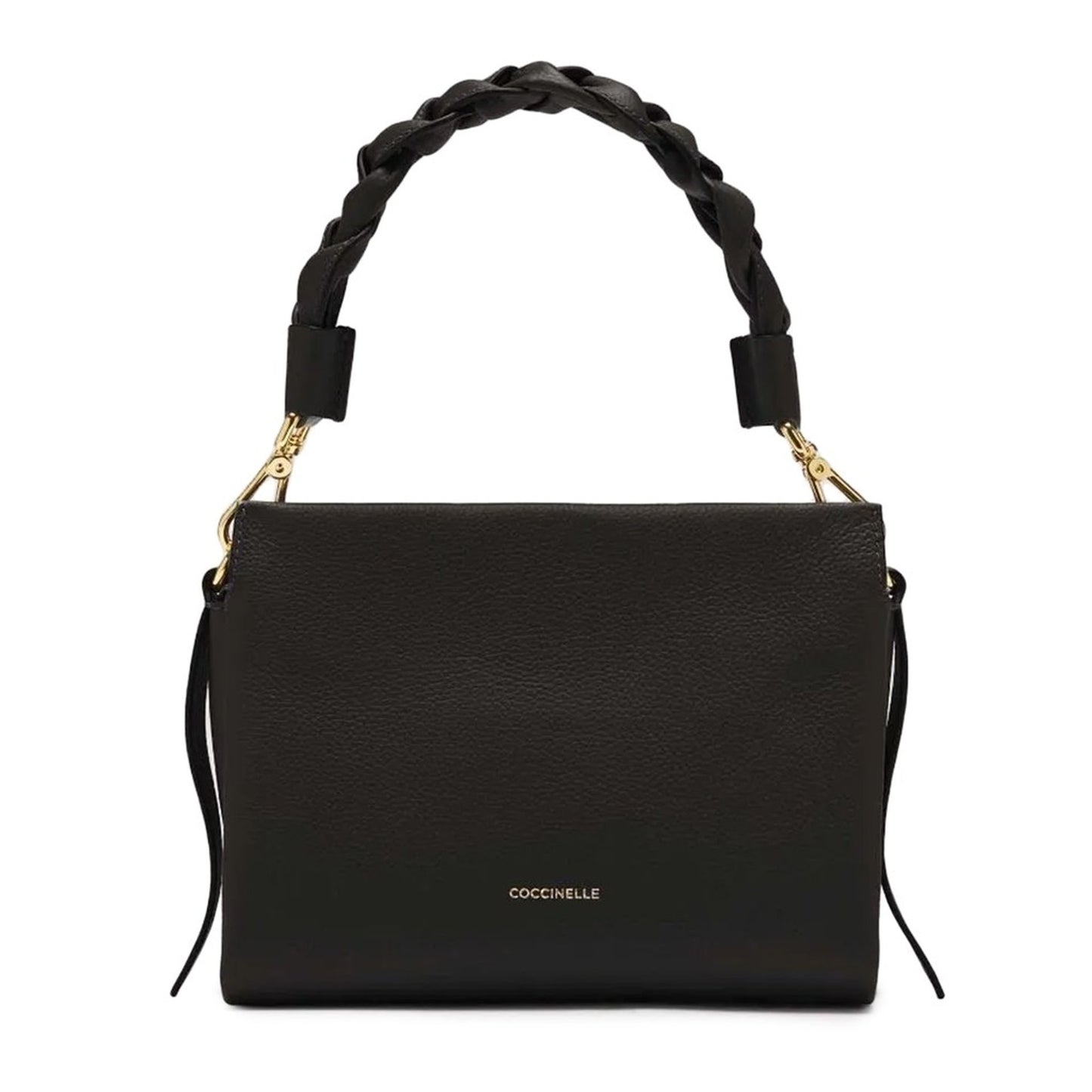 Coccinelle Mini Braided Handle Leather Handbag – Black