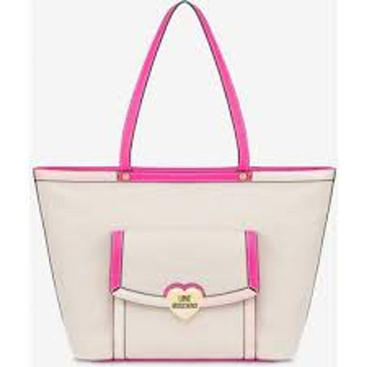حقيبة كتف Love Moschino بجيب أمامي على شكل قلب وتفاصيل بارزة 