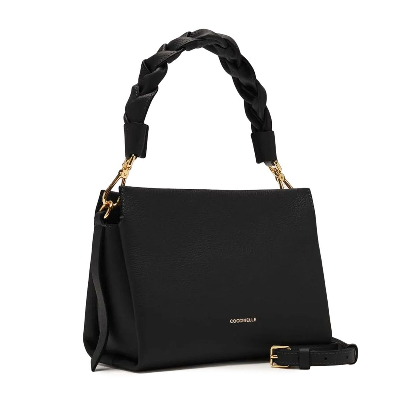 Coccinelle Mini Braided Handle Leather Handbag – Black