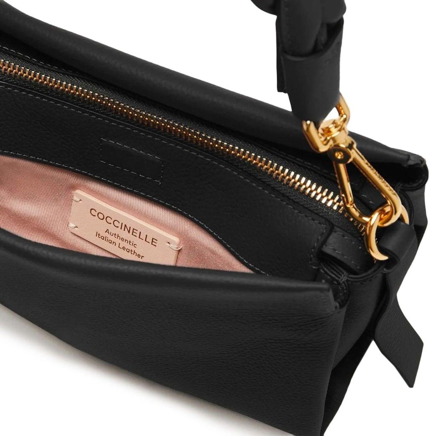 Coccinelle Mini Braided Handle Leather Handbag – Black