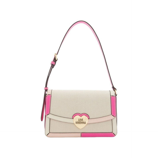 Love Moschino Heart Accent Shoulder Bag – Cream & Pink