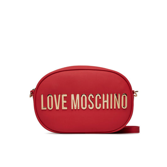Love Moschino Bold Lettering Oval Shoulder Bag – Red